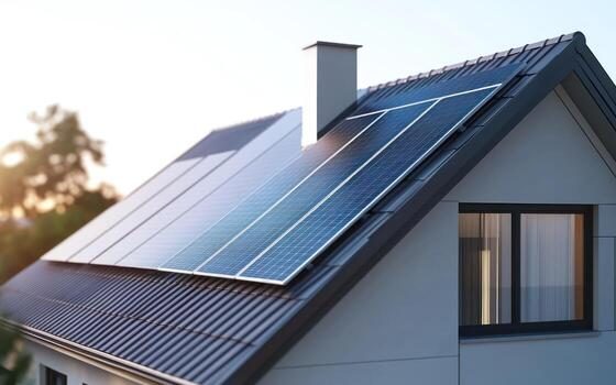 Solar panel array installed on a home with a freshly replaced shingle roof