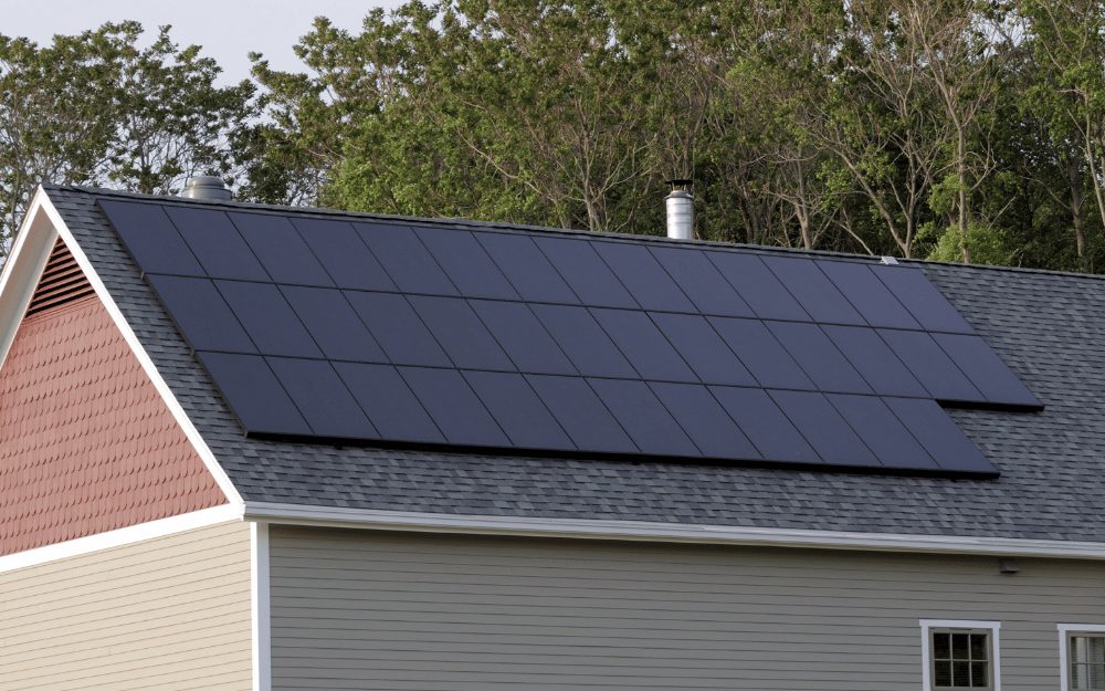 Rooftop solar panel array on a residential home